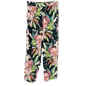 Ethnc Womens Summer Resortwear Pull On Elastic Waist Tropical‎ Floral Pants M